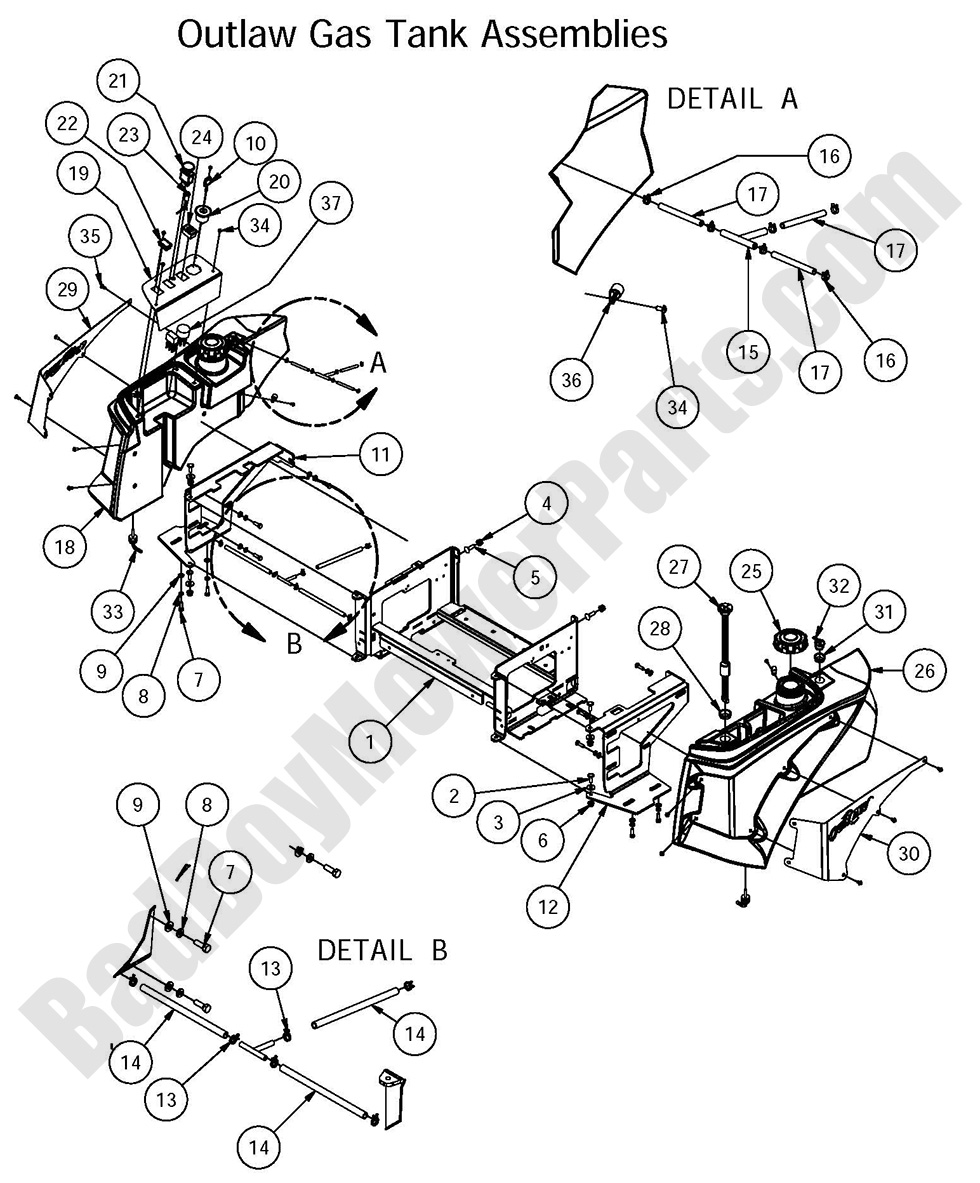 1374 - Bad Boy Mower Parts Lookup > 2016 > Outlaw & Outlaw Extreme > Gas Tank Assembly